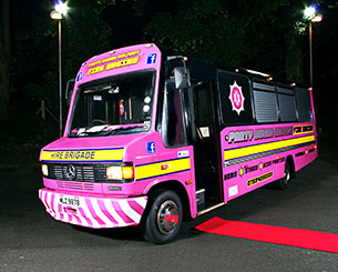 22 Seater Pink Fire Engine Party Bus Hire Northern Ireland